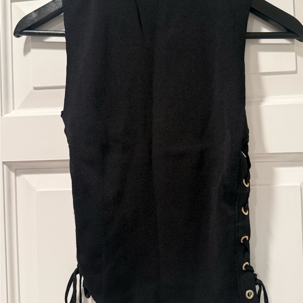 Zara Black Lace-Up Side Tank Top